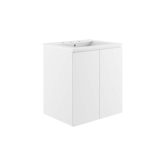 Modway Furniture Bryn White 24 Inch Wall Mount Bathroom Vanity EEI-5777-WHI-WHI