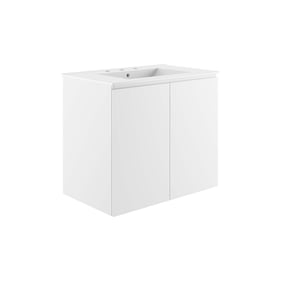 Modway Furniture Bryn White 30 Inch Wall Mount Bathroom Vanity