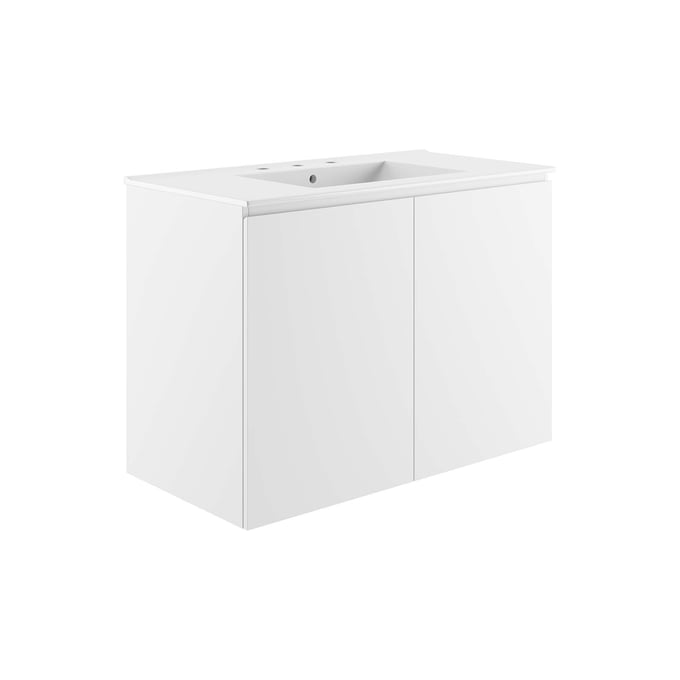 Modway Furniture Bryn White 36 Inch Wall Mount Bathroom Vanity EEI-5779-WHI-WHI