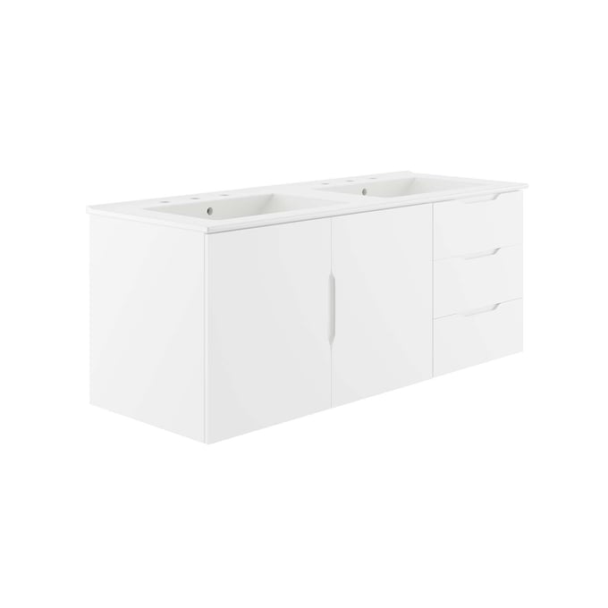 Modway Furniture Vitality White 48 Inch Double Sink Bathroom Vanity EEI-5785-WHI-WHI