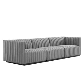 Modway Furniture Conjure Black Light Gray Sofa