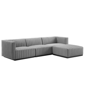 Modway Furniture Conjure Black Light Gray 4pc Sectional Sofa