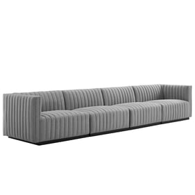 Modway Furniture Conjure Black Light Gray 4pc Sofa