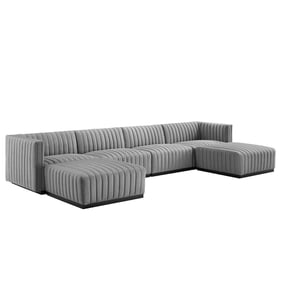 Modway Furniture Conjure Black Light Gray 6pc Sectional Sofa