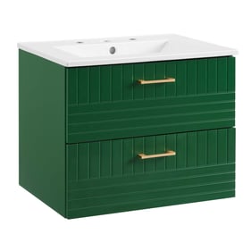 Modway Furniture Daybreak White Green Rubberwood 24 Inch Bathroom Vanity