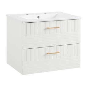 Modway Furniture Daybreak White Rubberwood 24 Inch Bathroom Vanity