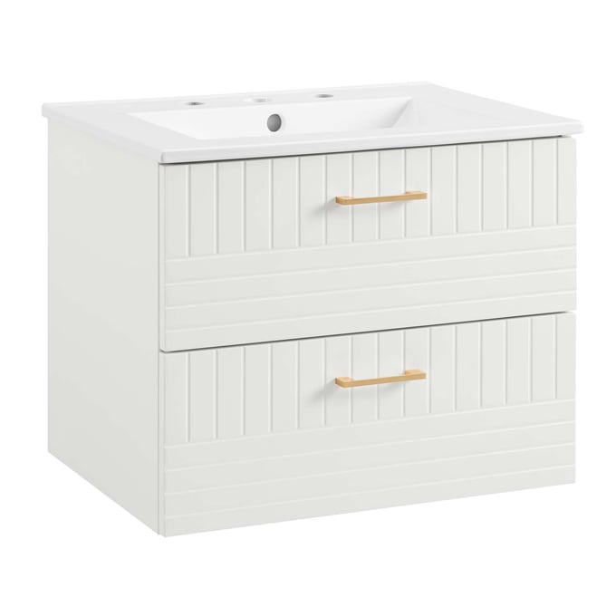 Modway Furniture Daybreak White Rubberwood 24 Inch Bathroom Vanity EEI-5818-WHI-WHI