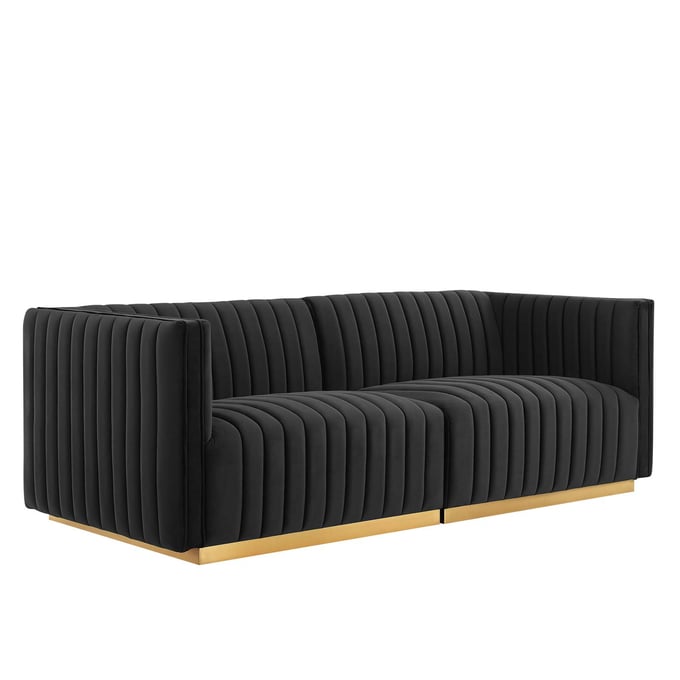 Modway Furniture Conjure Gold Black Loveseat EEI-5842-GLD-BLK