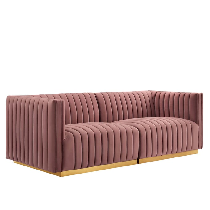 Modway Furniture Conjure Gold Dusty Rose Loveseat EEI-5842-GLD-DUS