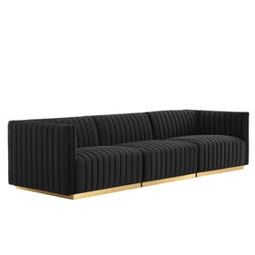 Modway Furniture Conjure Gold Black Sofa