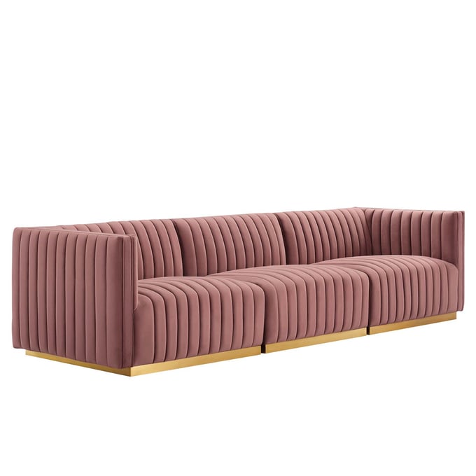 Modway Furniture Conjure Gold Dusty Rose Sofa EEI-5843-GLD-DUS