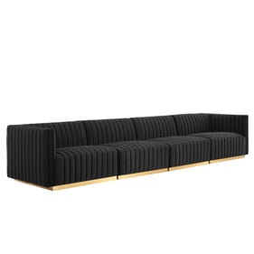 Modway Furniture Conjure Gold Black 4pc Sofa