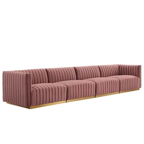 Modway Furniture Conjure Gold Dusty Rose 4pc Sofa