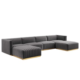 Modway Furniture Conjure Gold Gray 6pc Sectional