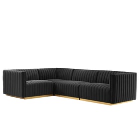 Modway Furniture Conjure Gold Black 4pc Tufted Sectional