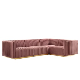 Modway Furniture Conjure Gold Dusty Rose 4pc Sectional