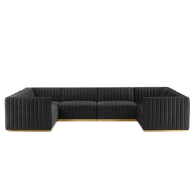 Modway Furniture Conjure Gold Black 6pc U Shaped Sectional