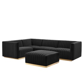 Modway Furniture Conjure Gold Black Tufted 5pc Sectional