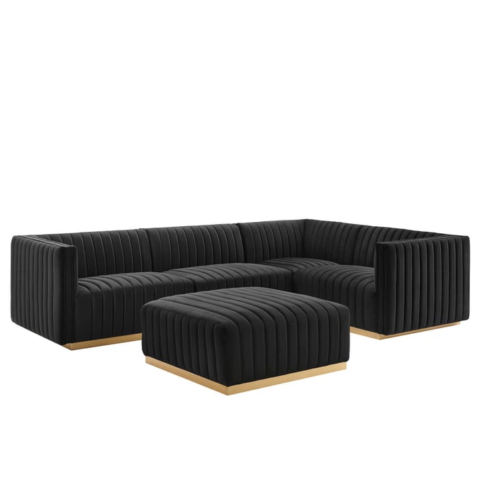 Modway Furniture Conjure Gold Black 5pc Sectional EEI-5853-GLD-BLK