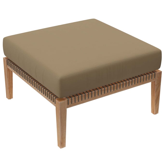 Modway Furniture Clearwater Gray Light Brown Outdoor Ottoman EEI-5854-GRY-LBR