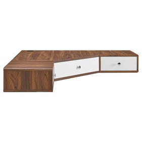 Modway Furniture Transmit Walnut White 47 Inch Wall Mount Corner Office Des...