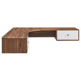 Modway Furniture Transmit Walnut White 55 Inch Wall Mount Corner Office Des...