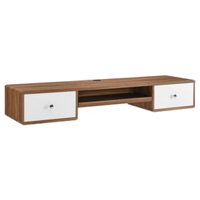 Modway Furniture Transmit Walnut White 60 Inch Wall Mount Office Desk