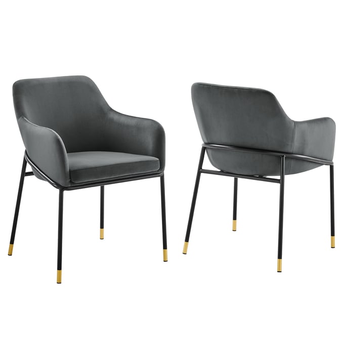 2 Modway Furniture Jovi Black Charcoal Dining Armchairs EEI-6026-BLK-CHA