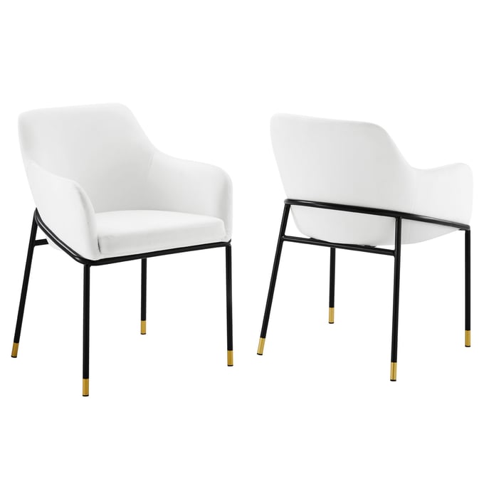 2 Modway Furniture Jovi Black White Dining Armchairs EEI-6026-BLK-WHI