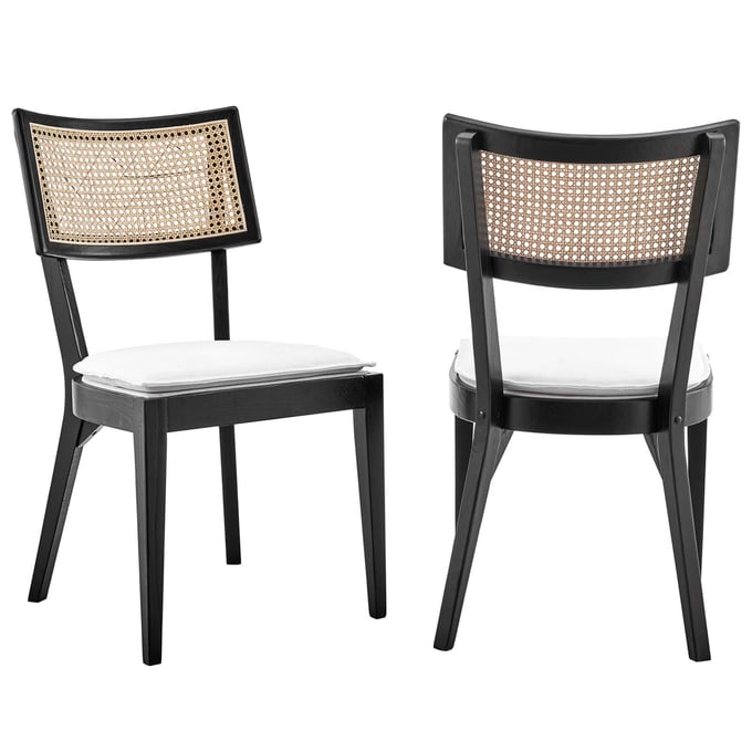 2 Modway Furniture Caledonia White Black Wood Dining Chair EEI-6080-BLK-WHI