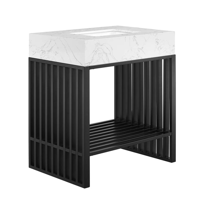 Modway Furniture Gridiron White Black 30 Inch Bathroom Vanity EEI-6106-WHI-BLK