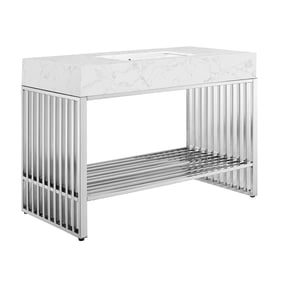 Modway Furniture Gridiron White Silver Bathroom Vanity