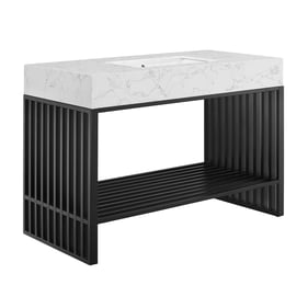 Modway Furniture Gridiron White Black 48 Inch Bathroom Vanity