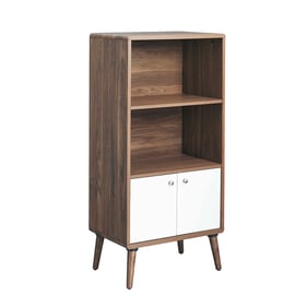 Modway Furniture Transmit Walnut White Display Cabinet Bookshelf