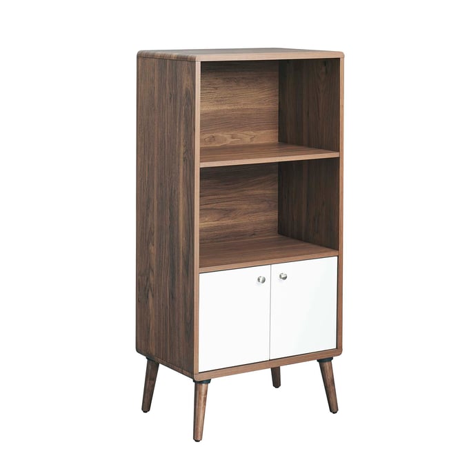 Modway Furniture Transmit Walnut White Display Cabinet Bookshelf EEI-6230-WAL-WHI