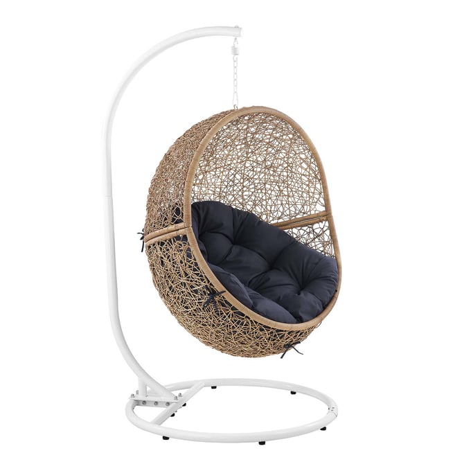 Modway Furniture Encase Cappuccino Navy Outdoor Patio Rattan Swing Chair EEI-6262-CAP-NAV