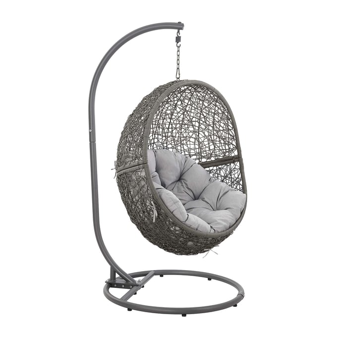 Modway Furniture Encase Gray Outdoor Patio Rattan Swing Chair EEI-6262-GRY-GRY