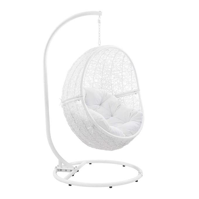 Modway Furniture Encase White Outdoor Patio Rattan Swing Chair EEI-6262-WHI-WHI