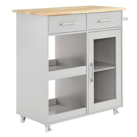 Modway Furniture Culinary Light Gray Natural Kitchen Cart with Towel Bar