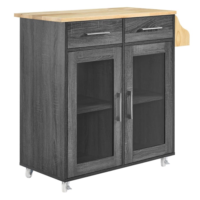 Modway Furniture Cuisine Charcoal Natural Kitchen Cart EEI-6276-CHA-NAT