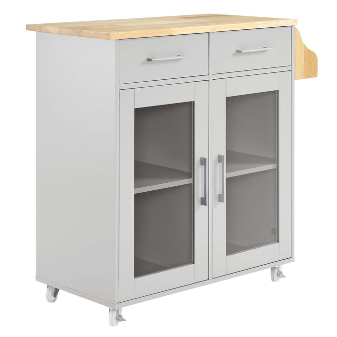 Modway Furniture Cuisine Light Gray Natural Kitchen Cart EEI-6276-LGR-NAT