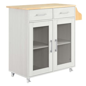 Modway Furniture Cuisine White Natural Kitchen Cart