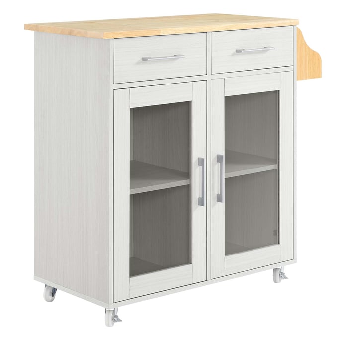 Modway Furniture Cuisine White Natural Kitchen Cart EEI-6276-WHI-NAT