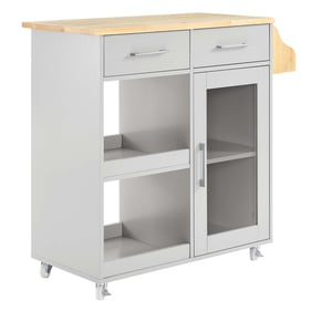 Modway Furniture Culinary Light Gray Natural Kitchen Cart with Spice Rack