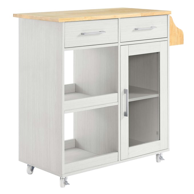 Modway Furniture Culinary White Natural Kitchen Cart With Spice Rack EEI-6277-WHI-NAT