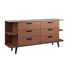 Modway Furniture Langston Walnut Gray Open Display Storage Sideboard