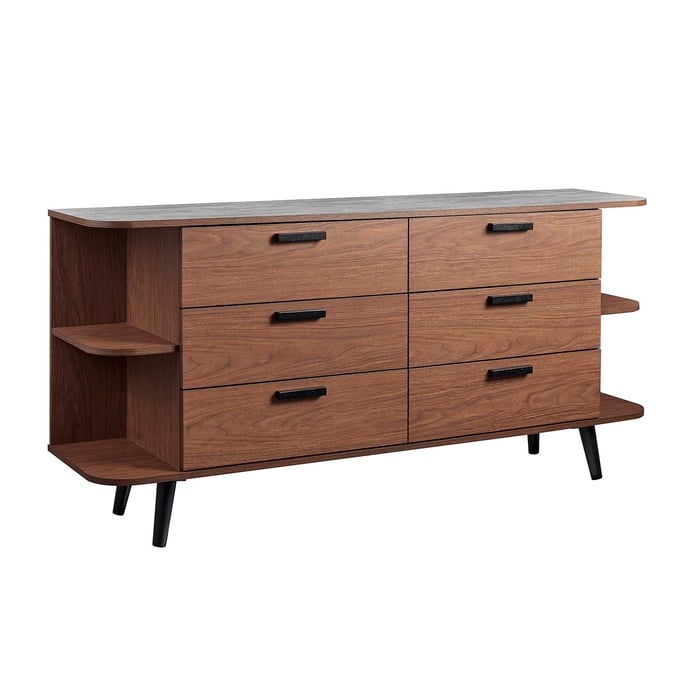 Modway Furniture Langston Walnut Gray Open Display Storage Sideboard EEI-6281-WAL-GRY