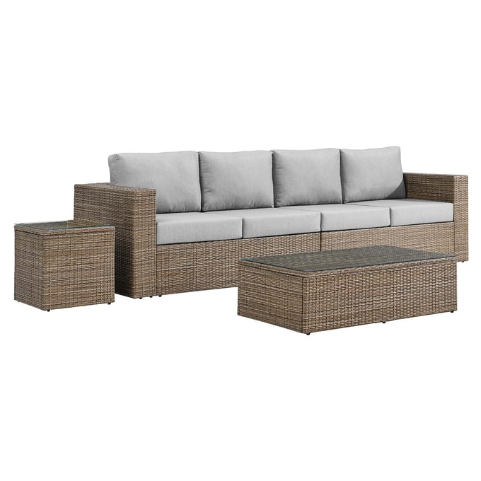 Modway Furniture Convene Cappuccino Gray 4pc Outdoor Patio Set EEI-6330-CAP-GRY