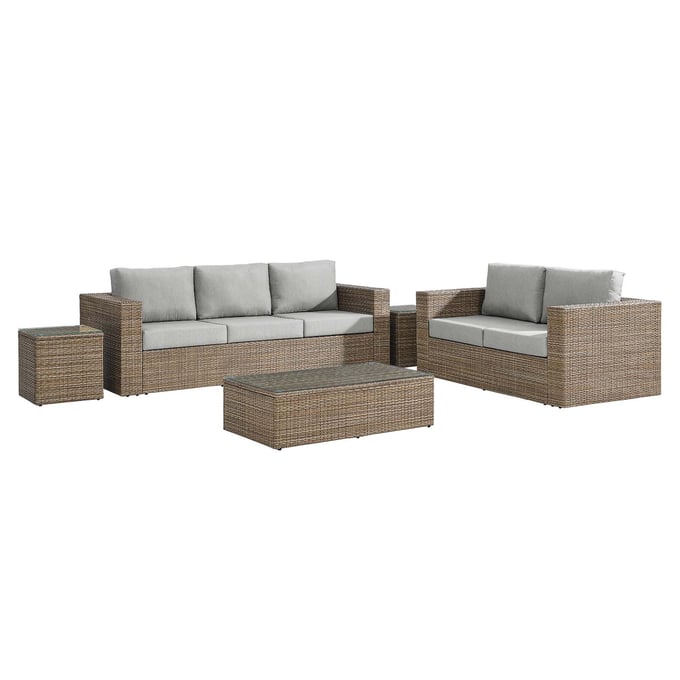 Modway Furniture Convene Cappuccino Gray 5pc Outdoor Patio Set EEI-6331-CAP-GRY