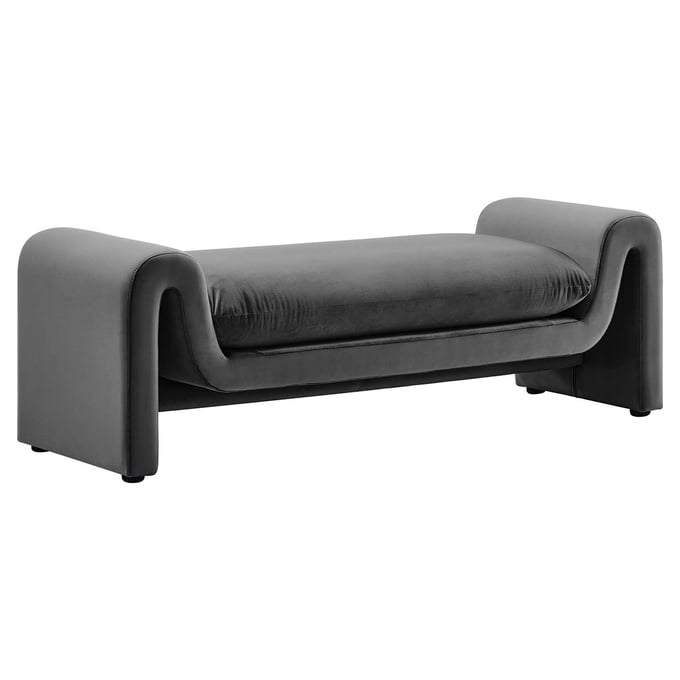 Modway Furniture Waverly Gray Velvet Bench EEI-6380-GRY